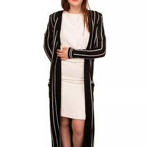 Balmain Belted Striped Stretch-Knit Cardigan